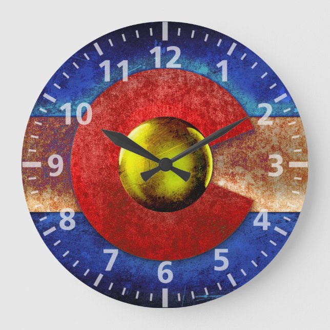 Reloj Redondo Grande Bandera metalizado aherrumbrada de Colorado (Anverso)