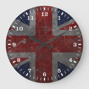 Reloj Redondo Grande Bandera metalizado de Union Jack del vintage