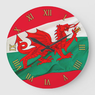 Reloj Redondo Grande Bandera nacional de Gales, patriota del Dragón Roj
