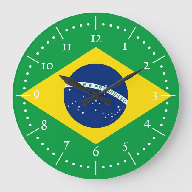 Reloj Redondo Grande Bandera nacional del Brasil (Anverso)