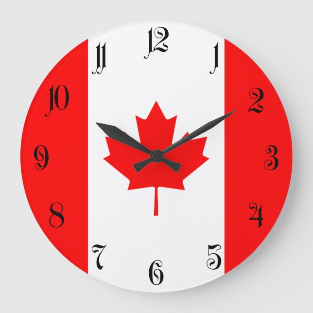 Reloj Redondo Grande Bandera Nacional Patriótica de CANADÁ (Anverso)