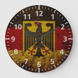 Reloj Redondo Grande Bandera negra de Alemania del Grunge