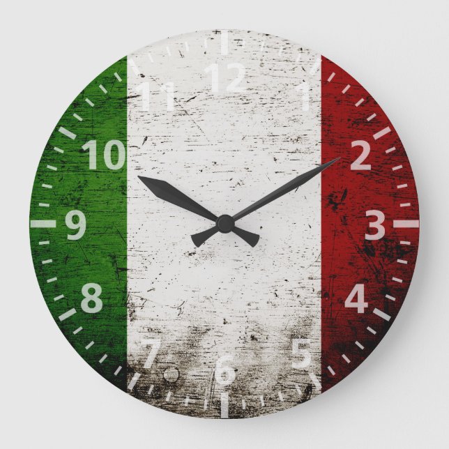 Reloj Redondo Grande Bandera negra de Italia (Anverso)