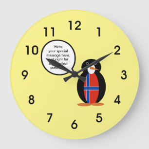 Reloj Redondo Grande Bandera noruega hablando Sr. Penguin