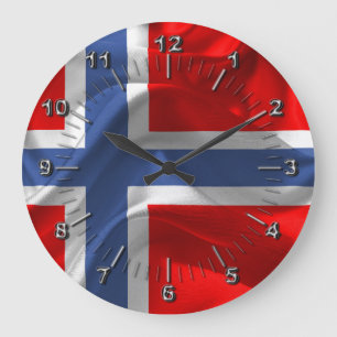 Reloj Redondo Grande Bandera ondulada noruega
