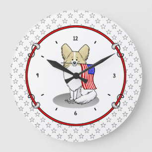 Reloj Redondo Grande Bandera Patriótica Americana USA Papillon (limón) 