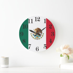 Reloj Redondo Grande Bandera Patriótica Mexicana Símbolo Nacional Mexic