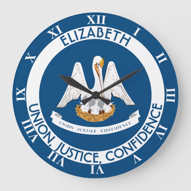 Reloj Redondo Grande Bandera personalizada estado del pelícano de (Anverso)