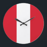 Reloj Redondo Grande Bandera peruana<br><div class="desc">Productos de bandera mundial de personalizable - Por favor, no dude en añadir su propio texto.</div>