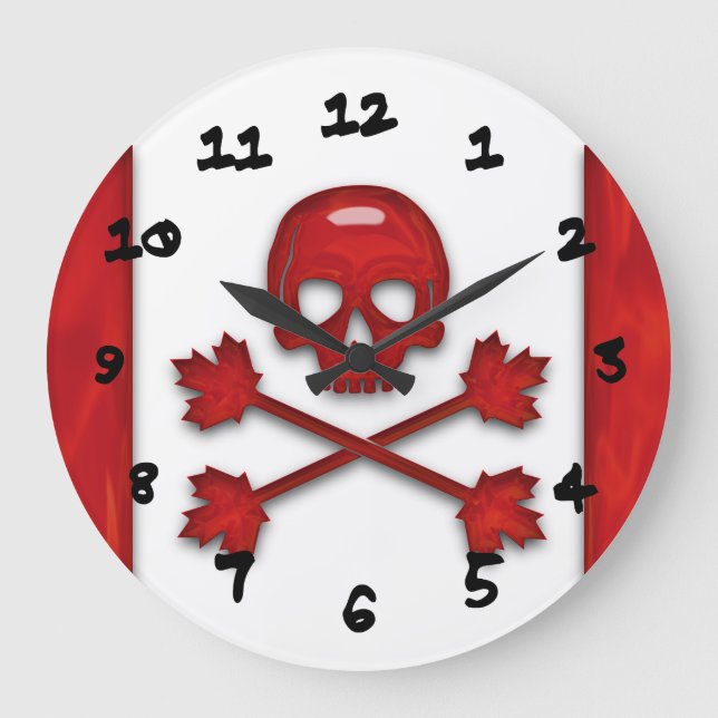 Reloj Redondo Grande Bandera pirata canadiense (Anverso)