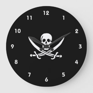 Reloj Redondo Grande Bandera pirata de Jolly roger