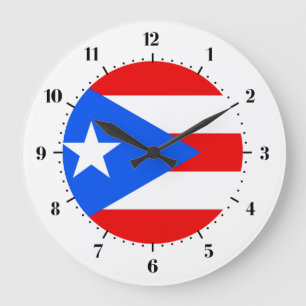Reloj Redondo Grande Bandera puertorriqueña