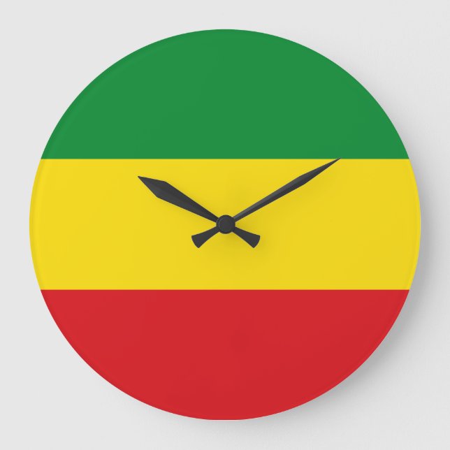 Reloj Redondo Grande Bandera rastafariana rasta etíope (Anverso)