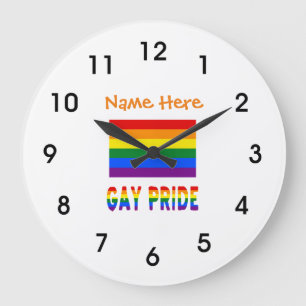 Reloj Redondo Grande Bandera redonda personalizada de orgullo gay LGBTQ