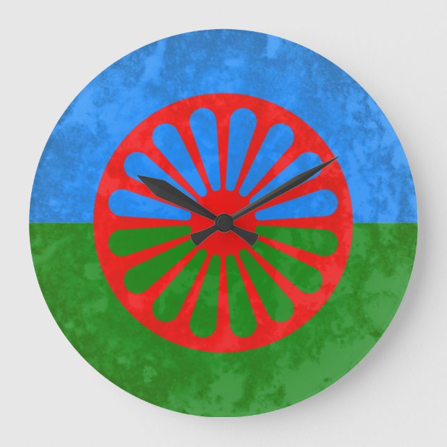 Reloj Redondo Grande Bandera romaní (Anverso)