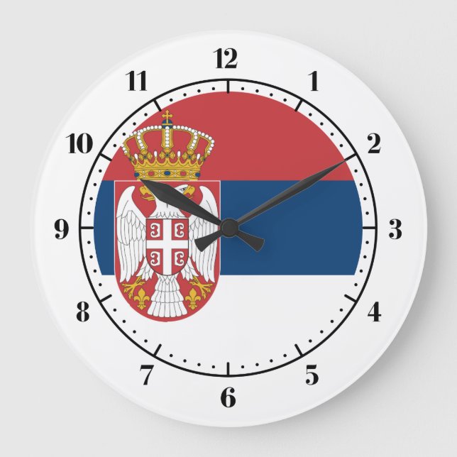 Reloj Redondo Grande Bandera serbia (Anverso)