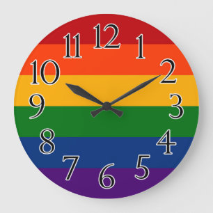 Reloj Redondo Grande Bandera sólida del orgullo del arco iris
