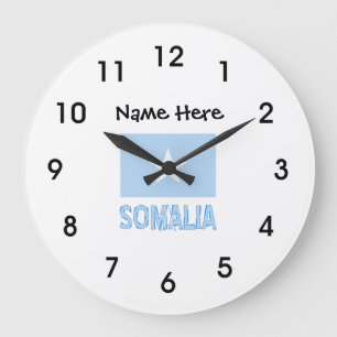 Reloj Redondo Grande Bandera somalí con su nombre reloj grande