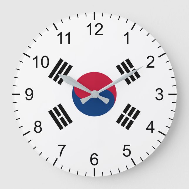 Reloj Redondo Grande Bandera surcoreana (Anverso)