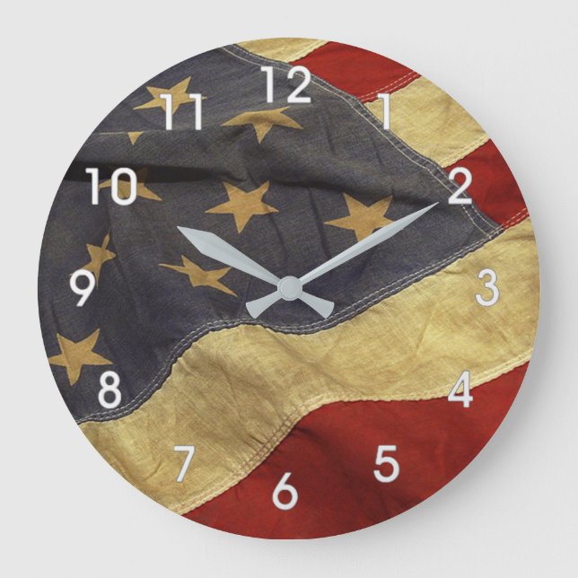 RELOJ REDONDO GRANDE BANDERA VIEJA AMERICANA (Anverso)