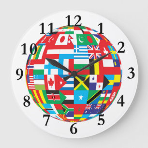 RELOJ REDONDO GRANDE BANDERAS DEL MUNDO