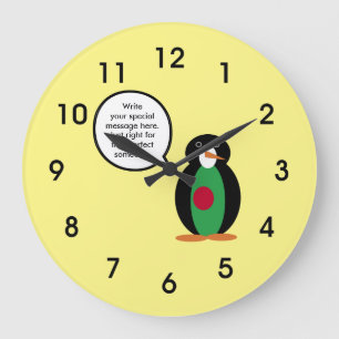 Reloj Redondo Grande Bangladesh Hablando Sra. Pingüino Personalizado