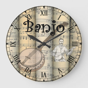 Reloj Redondo Grande Banjo ~ Folleto rodante ~ Único ~ ~