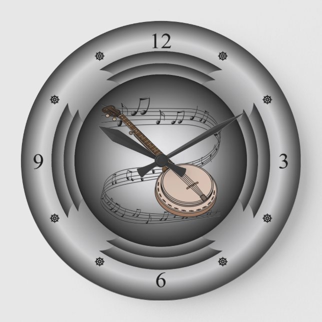Reloj Redondo Grande Banjo ~ Musical Scroll ~ Silver Speaker ~ (Anverso)