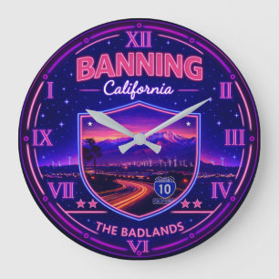 Reloj Redondo Grande Banning California Neon Mountain 