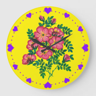 Reloj Redondo Grande Banquete de flores rosadas