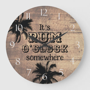 Reloj Redondo Grande Bar de Playa Rum O'Clock