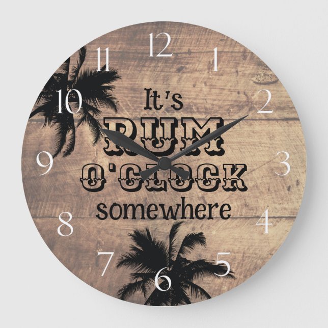 Reloj Redondo Grande Bar de Playa Rum O'Clock (Anverso)