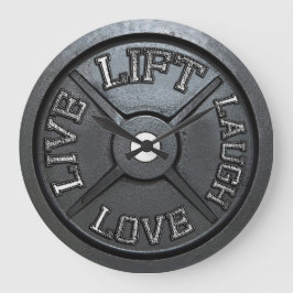 Reloj Redondo Grande Barbell Plate Wall Clock - Lift, Live, Love, Laugh