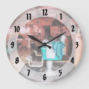 Reloj Redondo Grande Barbería Con Sillas Verdes