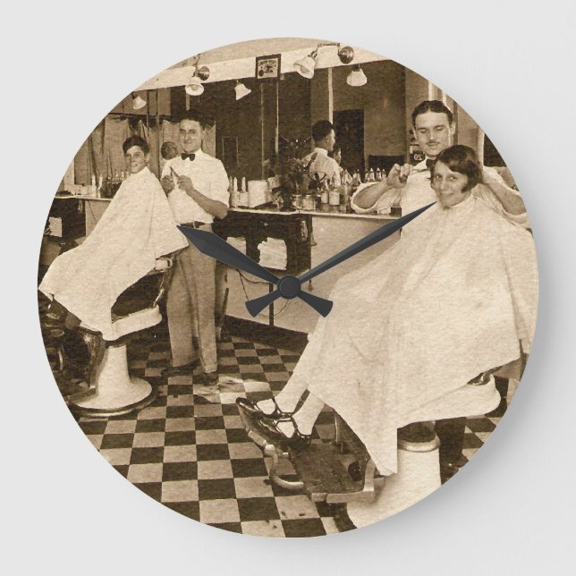 Reloj Redondo Grande Barbershop Clock (Anverso)