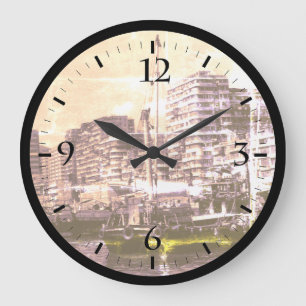 Reloj Redondo Grande Barcas casa vintage China Hong Kong río Ver