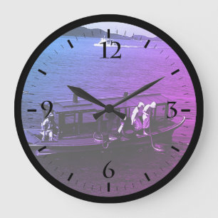 Reloj Redondo Grande Barco de buzos de perlas vintage Japón Mie Mikimot