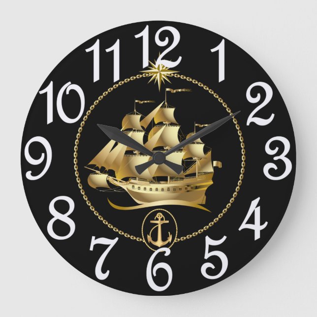 Reloj Redondo Grande Barco de vela (Anverso)