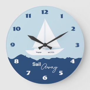 Reloj Redondo Grande Barco de vela náutico