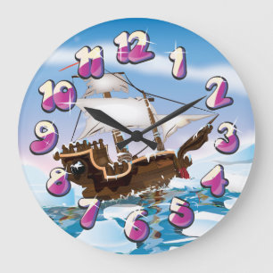 Reloj Redondo Grande Barco para romper el hielo