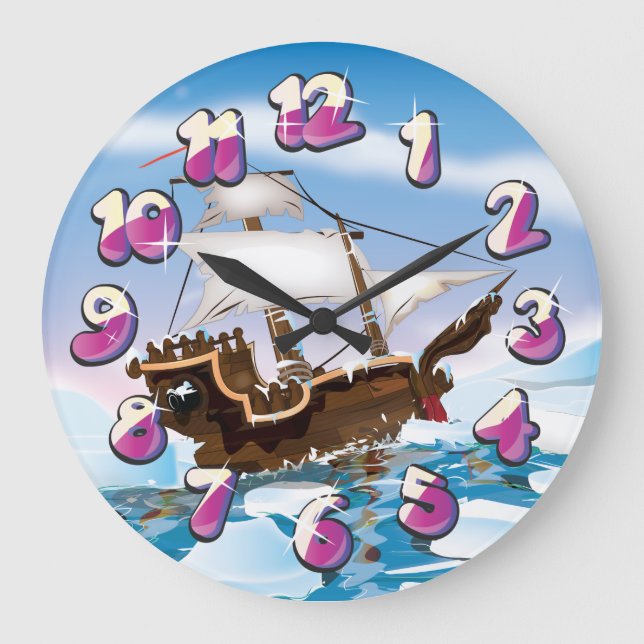 Reloj Redondo Grande Barco para romper el hielo (Anverso)