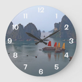 Reloj Redondo Grande Barcos de vela en la bahía de Ha Long - Vietnam, A
