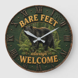 Reloj Redondo Grande Bare Feet Always Welcome Rustic Bear Cabin