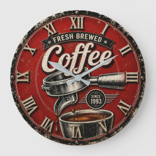 Reloj Redondo Grande Barista Espresso Vintage Coffee Machine Decor 