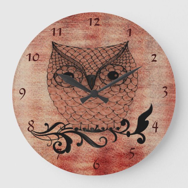 Reloj Redondo Grande Barn Owl Whimsical Country (Anverso)
