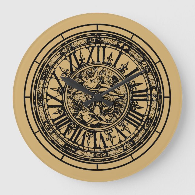 Reloj Redondo Grande Baroque Rococo ca. 1703 Print Template (Anverso)