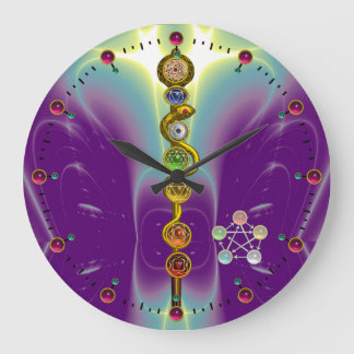 RELOJ REDONDO GRANDE BARRA DE ASCLEPIUS 7 CHAKRAS, YOGA, ENERGÍA