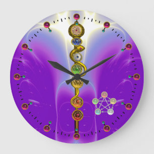 RELOJ REDONDO GRANDE BARRA DE ASCLEPIUS 7 CHAKRAS, YOGA, ENERGÍA