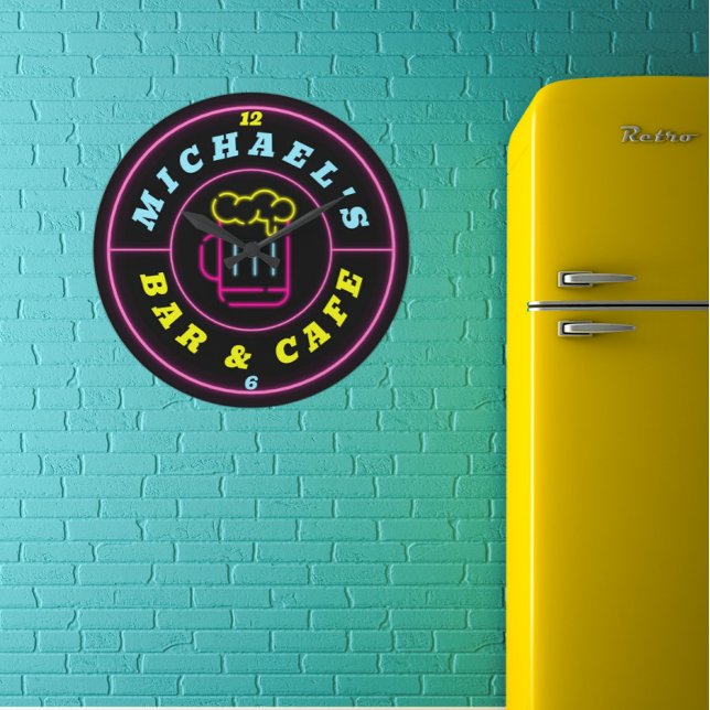 Reloj Redondo Grande Barra de café personalizada de Neon Rótulo (Subido por el creador)