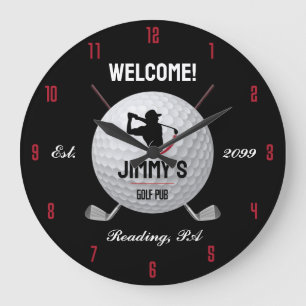 Reloj Redondo Grande Barra de Golf Clásica Personalizada